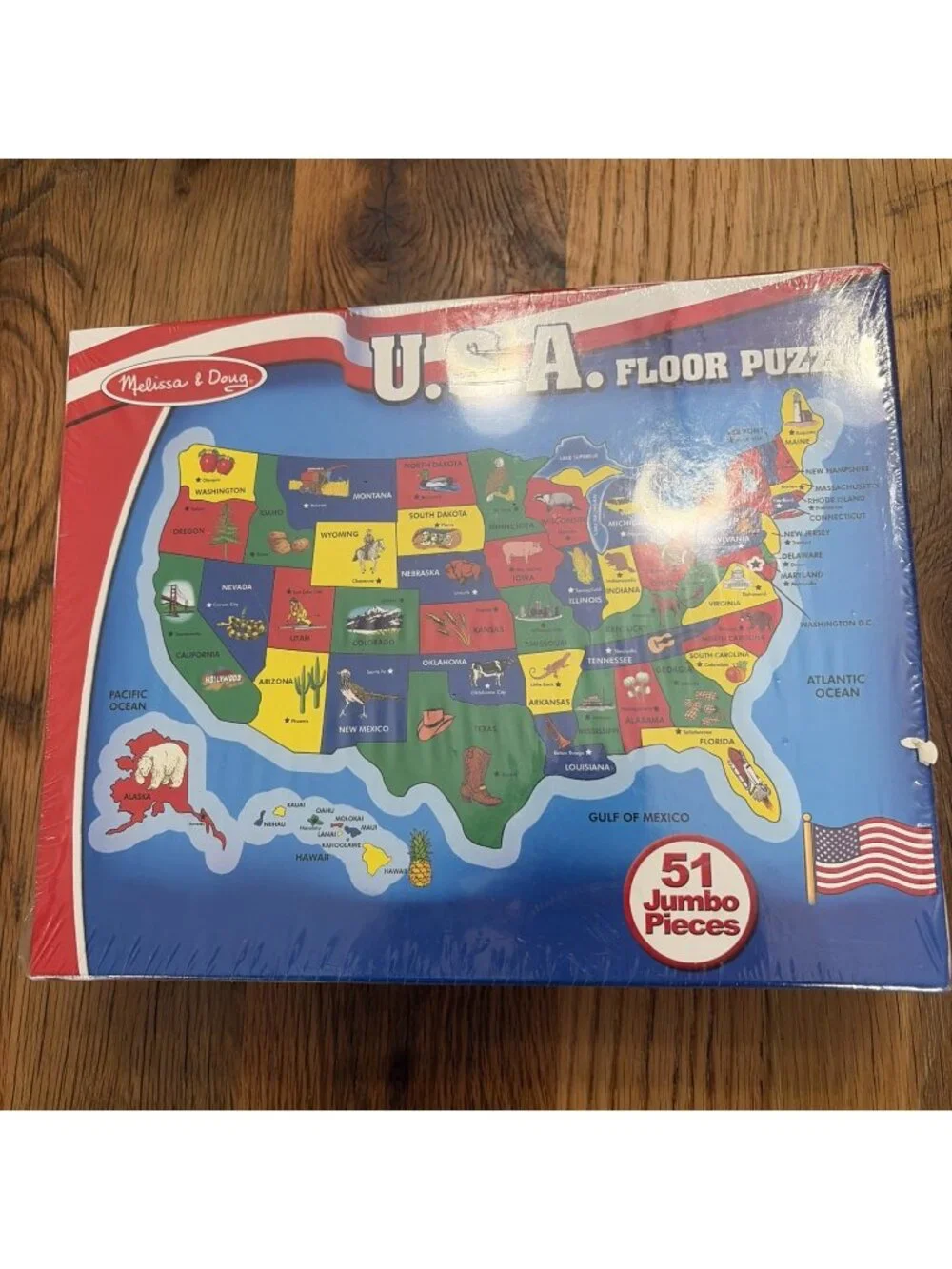 Melissa & Doug USA Map Floor Puzzle 51pcs  Jumbo Sealed